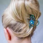 Blue Hair Claw Clip with Gems 2