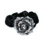 Diamante Scrunchie Floral – Black