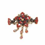Flower Hair Accessory with Gems – Red
