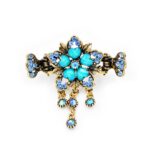 Flower Hair Accessory with Gems – Turquoise