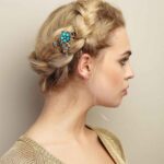 Flower Hair Accessory with Gems – Turquoise 2