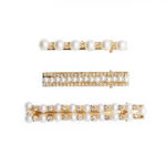 Pearl Clips in Gold with Diamante Set of 3