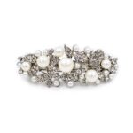 Pearl Hair Clip with Crystal – Silver