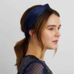 Twist Headband in Satin with Stretch – Dark Blue 2